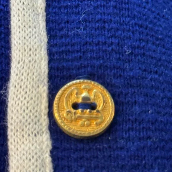 Vintage Little Angel Nautical Cardigan Navy Gold Button Sweater - Picture 4 of 8